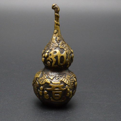 古玩杂项纯铜收藏 吉祥开盖宝葫芦家居装饰工艺品风水摆件